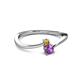 2 - Lucie 4.10 mm Bold Round Citrine and Amethyst 2 Stone Promise Ring 