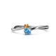 1 - Lucie 4.10 mm Bold Round Citrine and Blue Topaz 2 Stone Promise Ring 