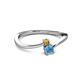 2 - Lucie 4.10 mm Bold Round Citrine and Blue Topaz 2 Stone Promise Ring 
