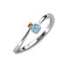 3 - Lucie 4.10 mm Bold Round Citrine and Blue Topaz 2 Stone Promise Ring 