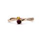 1 - Lucie 4.10 mm Bold Round Citrine and Red Garnet 2 Stone Promise Ring 