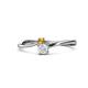 1 - Lucie 4.10 mm Bold Round Citrine and White Sapphire 2 Stone Promise Ring 