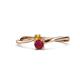 1 - Lucie 4.10 mm Bold Round Citrine and Ruby 2 Stone Promise Ring 