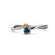 1 - Lucie 4.10 mm Bold Round Citrine and Blue Diamond 2 Stone Promise Ring 