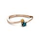 2 - Lucie 4.10 mm Bold Round Citrine and Blue Diamond 2 Stone Promise Ring 