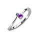 3 - Lucie 4.10 mm Bold Round Iolite and Amethyst 2 Stone Promise Ring 