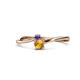 1 - Lucie 4.10 mm Bold Round Iolite and Citrine 2 Stone Promise Ring 
