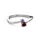 2 - Lucie 4.10 mm Bold Round Iolite and Red Garnet 2 Stone Promise Ring 