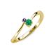 3 - Lucie 4.10 mm Bold Round Iolite and Emerald 2 Stone Promise Ring 
