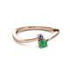 2 - Lucie 4.10 mm Bold Round Iolite and Emerald 2 Stone Promise Ring 