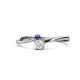 1 - Lucie 4.10 mm Bold Round Iolite and White Sapphire 2 Stone Promise Ring 