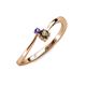 3 - Lucie 4.10 mm Bold Round Iolite and Smoky Quartz 2 Stone Promise Ring 