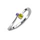 3 - Lucie 4.10 mm Bold Round Iolite and Yellow Diamond 2 Stone Promise Ring 