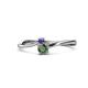 1 - Lucie 4.10 mm Bold Round Iolite and Lab Created Alexandrite 2 Stone Promise Ring 