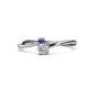 1 - Lucie 4.10 mm Bold Round Iolite and Lab Grown Diamond 2 Stone Promise Ring 