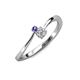 3 - Lucie 4.10 mm Bold Round Iolite and Lab Grown Diamond 2 Stone Promise Ring 