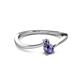 2 - Lucie 4.10 mm Bold Round Iolite 2 Stone Promise Ring 