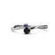 1 - Lucie 4.10 mm Bold Round Iolite and Black Diamond 2 Stone Promise Ring 