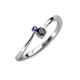3 - Lucie 4.10 mm Bold Round Iolite and Black Diamond 2 Stone Promise Ring 