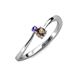3 - Lucie 4.10 mm Bold Round Iolite and Smoky Quartz 2 Stone Promise Ring 