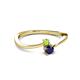 2 - Lucie 4.10 mm Bold Round Peridot and Blue Sapphire 2 Stone Promise Ring 