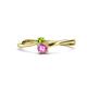1 - Lucie 4.10 mm Bold Round Peridot and Pink Sapphire 2 Stone Promise Ring 