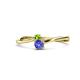 1 - Lucie 4.10 mm Bold Round Peridot and Tanzanite 2 Stone Promise Ring 
