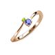 3 - Lucie 4.10 mm Bold Round Peridot and Tanzanite 2 Stone Promise Ring 