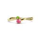 1 - Lucie 4.10 mm Bold Round Peridot and Pink Tourmaline 2 Stone Promise Ring 