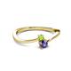 2 - Lucie 4.10 mm Bold Round Peridot and Iolite 2 Stone Promise Ring 
