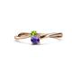 1 - Lucie 4.10 mm Bold Round Peridot and Iolite 2 Stone Promise Ring 