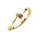 3 - Lucie 4.10 mm Bold Round Peridot and Rhodolite Garnet 2 Stone Promise Ring 