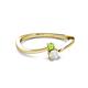 2 - Lucie 4.10 mm Bold Round Peridot and White Sapphire 2 Stone Promise Ring 