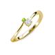 3 - Lucie 4.10 mm Bold Round Peridot and White Sapphire 2 Stone Promise Ring 