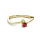 2 - Lucie 4.10 mm Bold Round Peridot and Ruby 2 Stone Promise Ring 