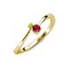 3 - Lucie 4.10 mm Bold Round Peridot and Ruby 2 Stone Promise Ring 
