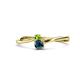 1 - Lucie 4.10 mm Bold Round Peridot and Blue Diamond 2 Stone Promise Ring 