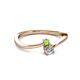 2 - Lucie 4.10 mm Bold Round Peridot and Lab Grown Diamond 2 Stone Promise Ring 