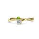 1 - Lucie 4.10 mm Bold Round Peridot and Diamond 2 Stone Promise Ring 