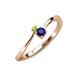 3 - Lucie 4.10 mm Bold Round Peridot and Blue Sapphire 2 Stone Promise Ring 