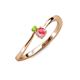 3 - Lucie 4.10 mm Bold Round Peridot and Pink Tourmaline 2 Stone Promise Ring 