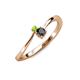 3 - Lucie 4.10 mm Bold Round Peridot and Black Diamond 2 Stone Promise Ring 