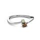 2 - Lucie 4.10 mm Bold Round Peridot and Smoky Quartz 2 Stone Promise Ring 