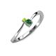 3 - Lucie 4.10 mm Bold Round Peridot and Lab Created Alexandrite 2 Stone Promise Ring 