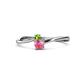 1 - Lucie Bold Round Peridot and Pink Tourmaline 0.25 ctw 2 Stone Promise Ring 