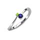 3 - Lucie 4.10 mm Bold Round Peridot and Blue Sapphire 2 Stone Promise Ring 