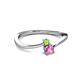 2 - Lucie 4.10 mm Bold Round Peridot and Pink Sapphire 2 Stone Promise Ring 