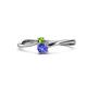 1 - Lucie 4.10 mm Bold Round Peridot and Tanzanite 2 Stone Promise Ring 