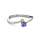2 - Lucie 4.10 mm Bold Round Peridot and Tanzanite 2 Stone Promise Ring 
