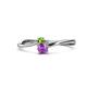 1 - Lucie 4.10 mm Bold Round Peridot and Amethyst 2 Stone Promise Ring 